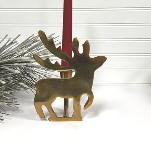 Solid Brass Reindeer taper candle holder